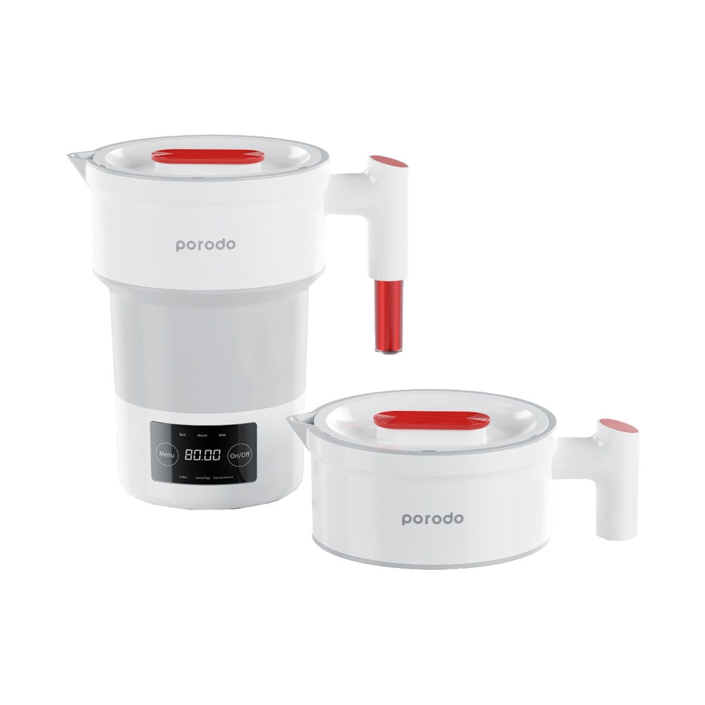 A Photo Of Porodo Lifestyle Portable Folding Electric Kettle - White | PD-KTLD850W-WH