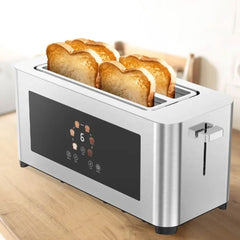 A Photo Of Porodo Lifestyle 4-Slice Digital Pop Up Toaster 850W - Silver | PD-LFST002-SL