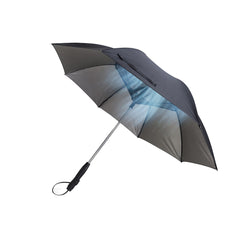 A Photo Of Porodo Lifestyle Cool Mist Umbrella Built-in-Fan and Hydrating Mist - Black | PD-LFST029-BK