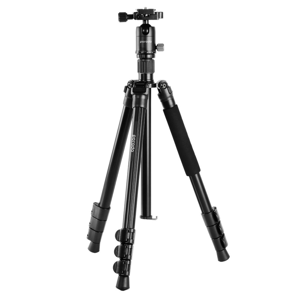 A Photo Of Porodo Aluminium Tripod with Ballhead - Black | PD-TRPBAL-BK