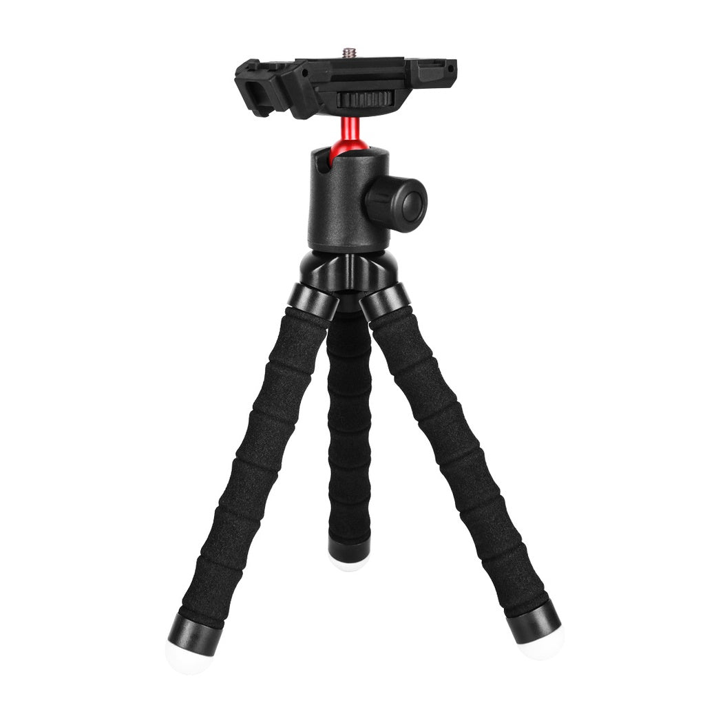 A Photo Of Porodo Table Tripod with Phone Holder - Black | PD-TRPH-BK