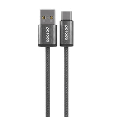 A Photo Of Porodo Woven 3A USB-A to Type-C Cable 1.2M - Black | PD-WV3AC1-BK