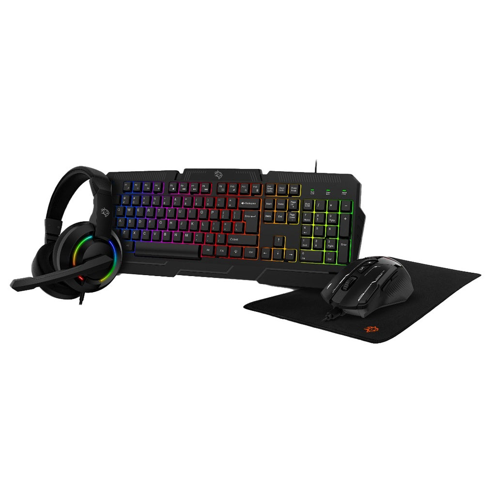 A Photo Of Porodo Gaming 4in1 Combo with Keyboard, Headphone, Mouse and Mouse Pad - Black | PDX221