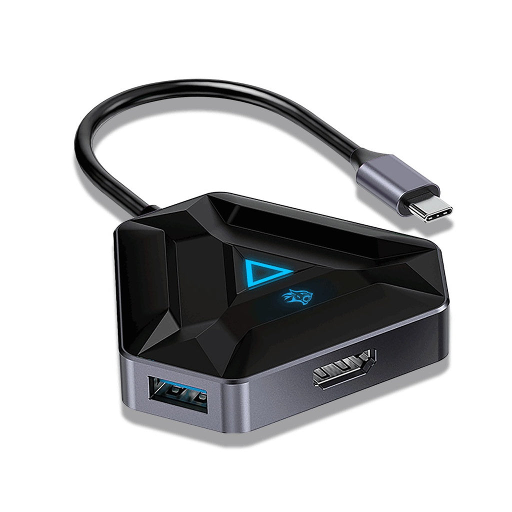 A Photo Of Porodo Gaming 6in1 USB-C Hub Type-C PD 100W HDMI USB SD MicroSD - Black | PDX529