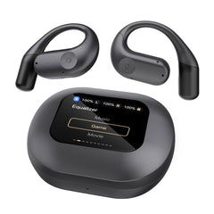 A Photo Of Powerology Air Conduction ENC TWS Earbuds and Charging Case with Display 60mAh - Black | PWLAU007