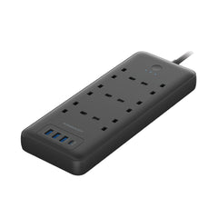 A Photo Of Powerology 48W 6AC 1x PD USB-C and 3x QC USB-A Power Strip with UK Plug