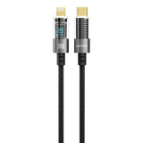 Porodo 30W Type-C to Lightning Braided Cable with PD Display 1.2M - Black | PD-30LCD-BK