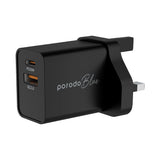 Porodo Blue Dual Port Wall Charger USB-A Quick Charge 3.0