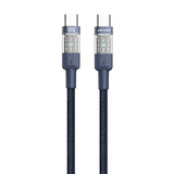 Porodo Braided 100W PD C to C Fast Charging Cable with Transparent Head 1.2M - Blue
