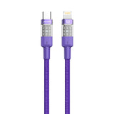 Porodo Braided 30W PD C to Lightning Fast Charging Cable with Transparent Head 1.2M - Purple