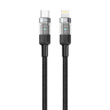 Porodo Braided 30W PD C to Lightning Fast Charging Cable with Transparent Head 1.2M - Black