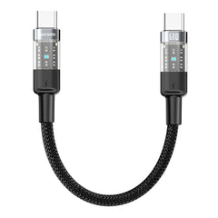 A Photo Of Porodo Braided 60W PD C to C Fast Charging Cable with Transparent Head 35cm - Black