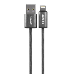 A Photo Of Porodo Woven 2.4A USB-A to Lightning Cable 1.2M - Black | PD-W24AC2L-BK