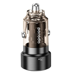 A Photo Of Porodo 75W Transparent Dual Port Car Charger PD 45W QC 30W | PD-75TDCC-BK