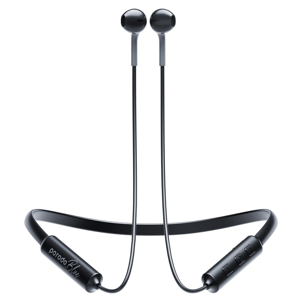 A Photo Of Porodo Blue ENC Neckband Apple Buds Earphones - Black | PB-NKBAB-BK