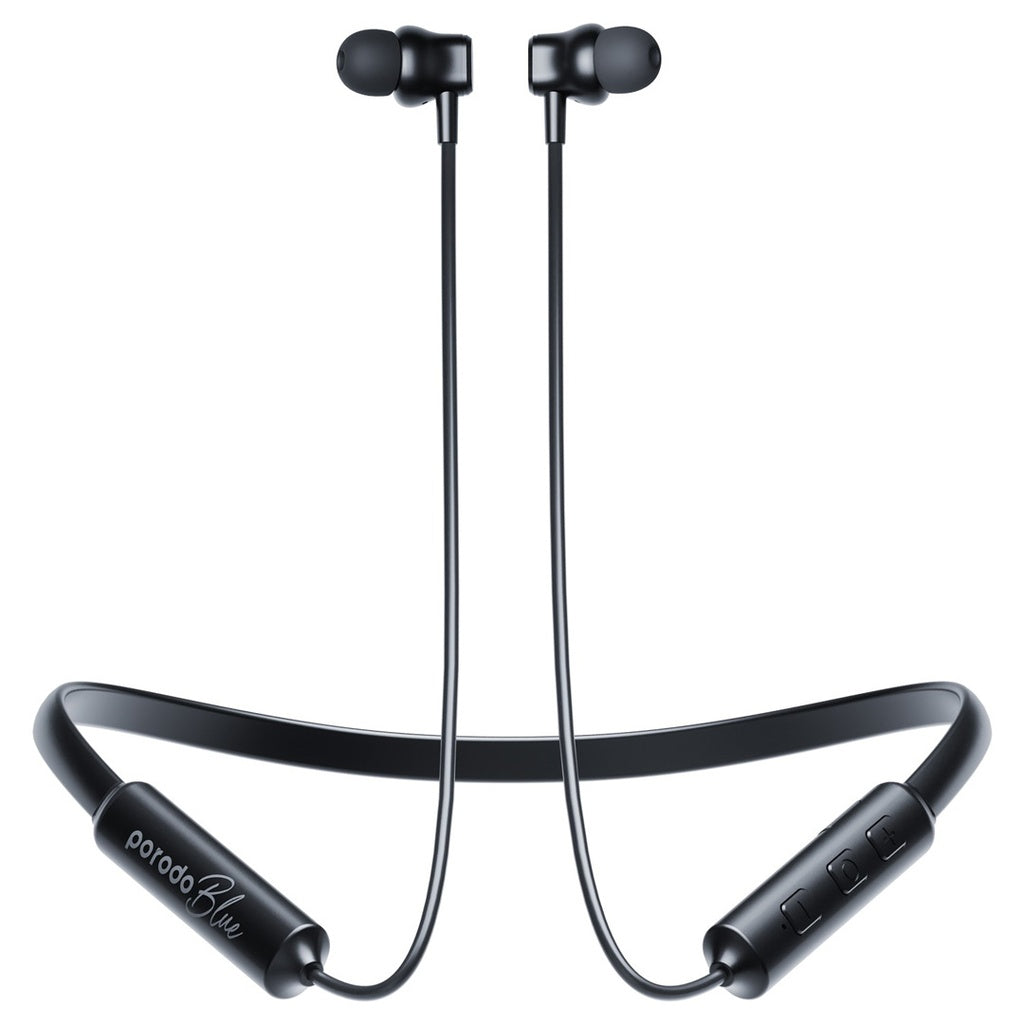 A Photo Of Porodo Blue ENC Neckband In-Ear Earphones - Black | PB-NKBIE-BK