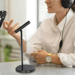 A Photo Of Porodo Desktop Tiltable USB Microphone with USB-C Data Cable - Black | PD-SCMIC-BK