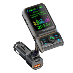 A Photo Of Porodo Dual Port Car Charger FM Transmitter PD 36W QC 18W - Black | PD-FM36WCC-BK