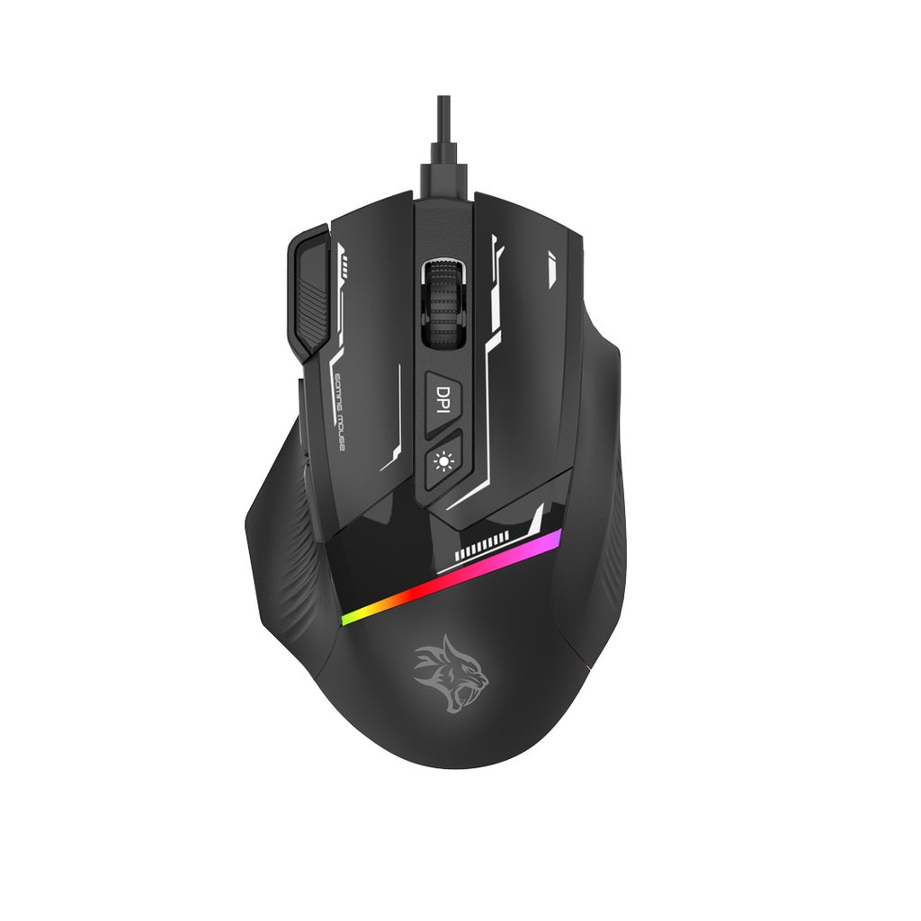 A Photo Of Porodo Gaming 8D RGB Wired Mouse DPI 7200 - Black | PDX321