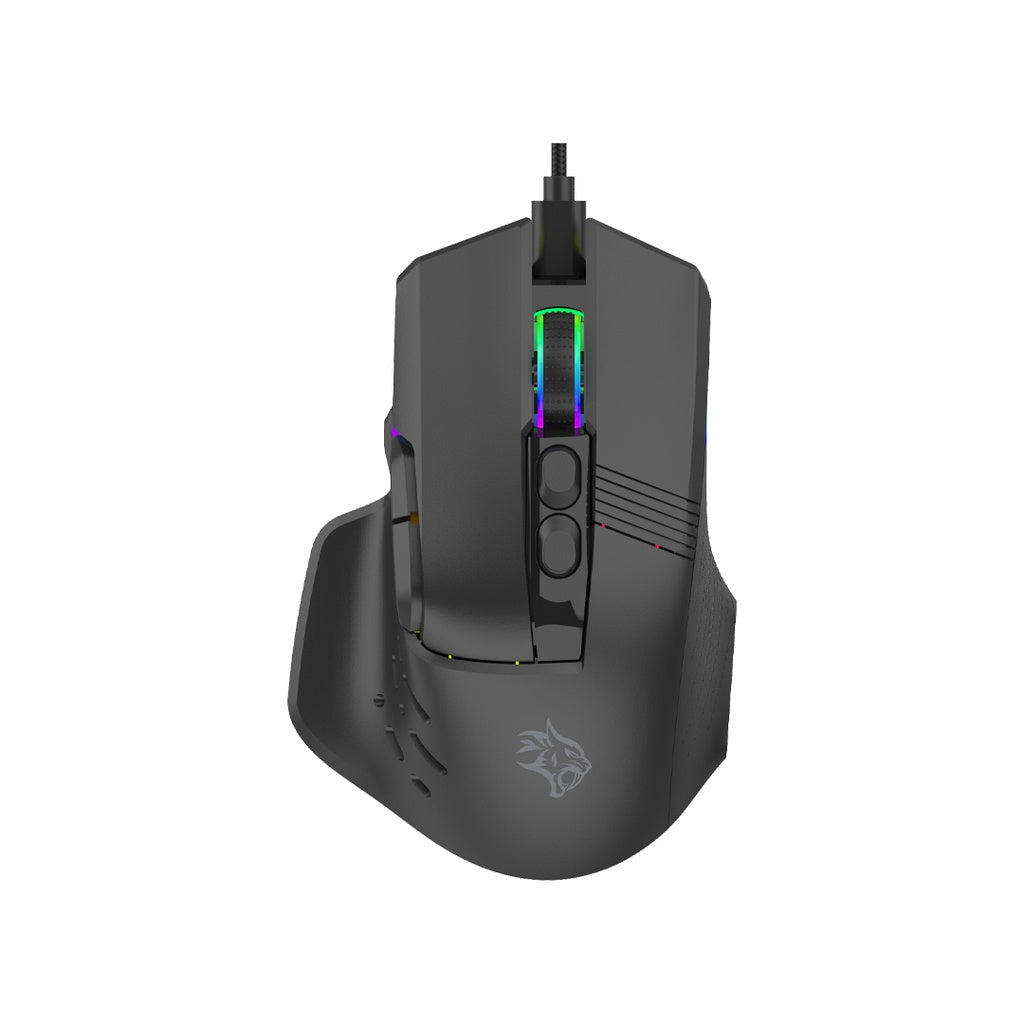 A Photo Of Porodo Gaming 9D Wired Mouse DPI 12800 with 13 Modes RGB Light - Black | PDX320