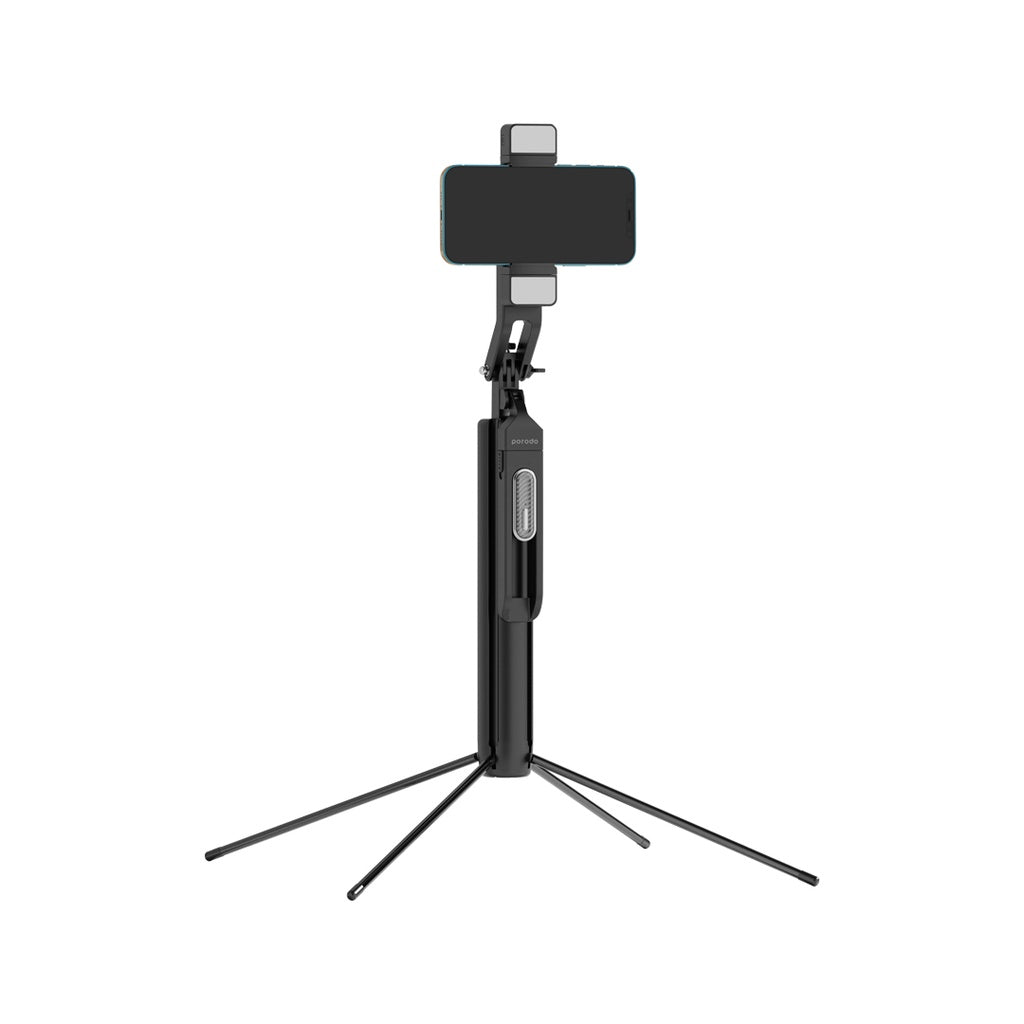 A Photo Of Porodo 360° Tilt Handle Media Pod Folding Quad Base - Black | PD-SLSEDTR-BK