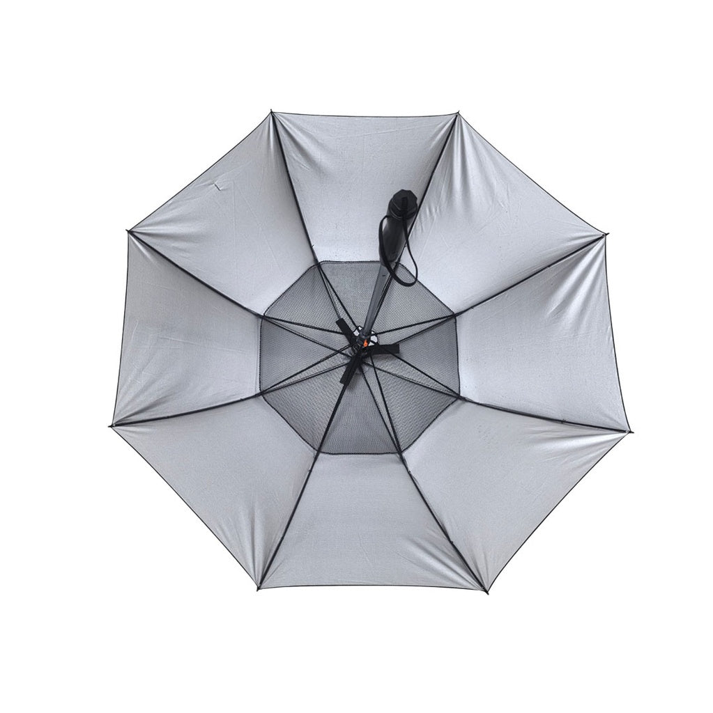 A Photo Of Porodo Lifestyle Cool Mist Umbrella Built-in-Fan and Hydrating Mist - Black | PD-LFST029-BK