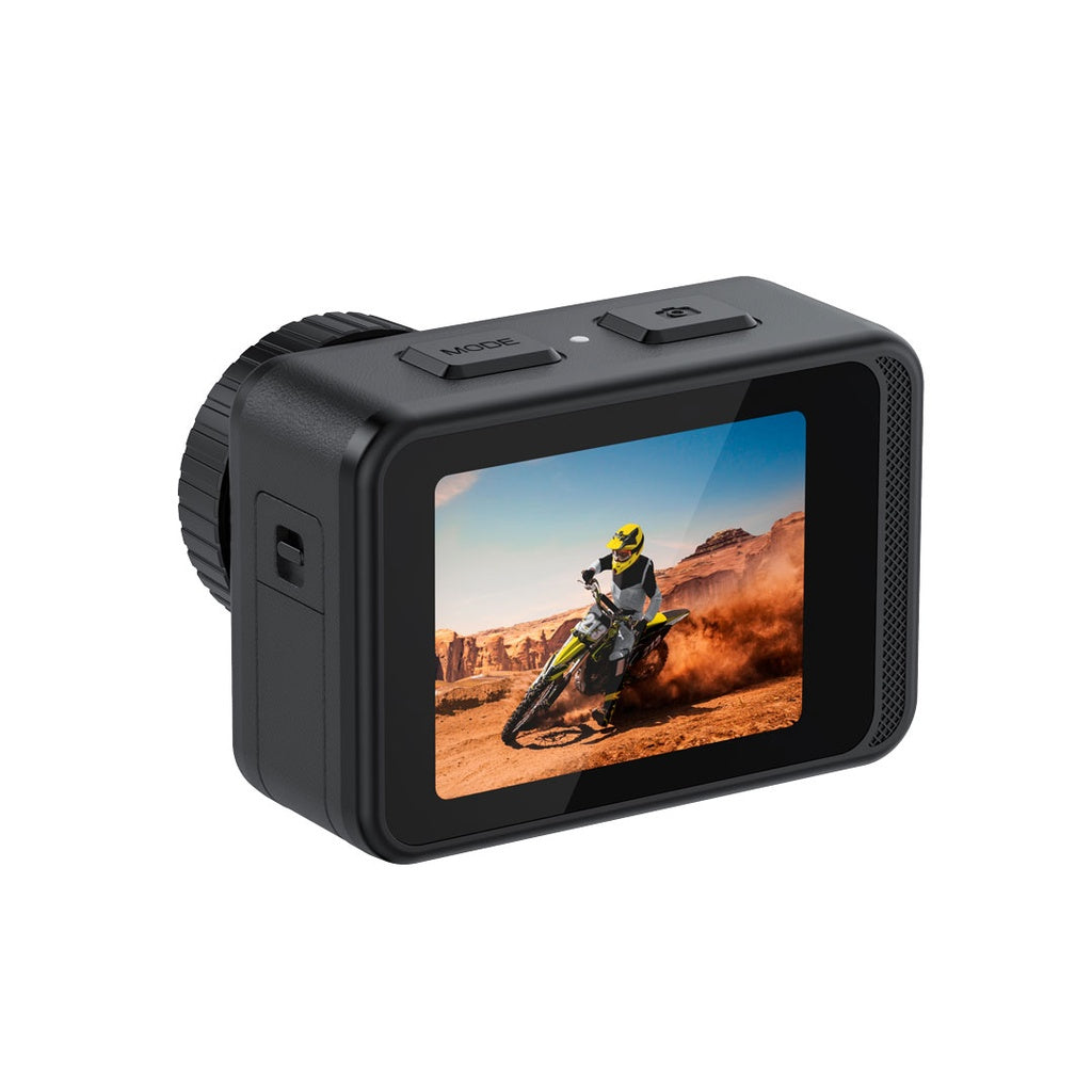 A Photo Of Porodo Lifestyle Fully Waterproof UHD Action Camera Dual Display With Video Stabilisation | PD-5KACAM-BK