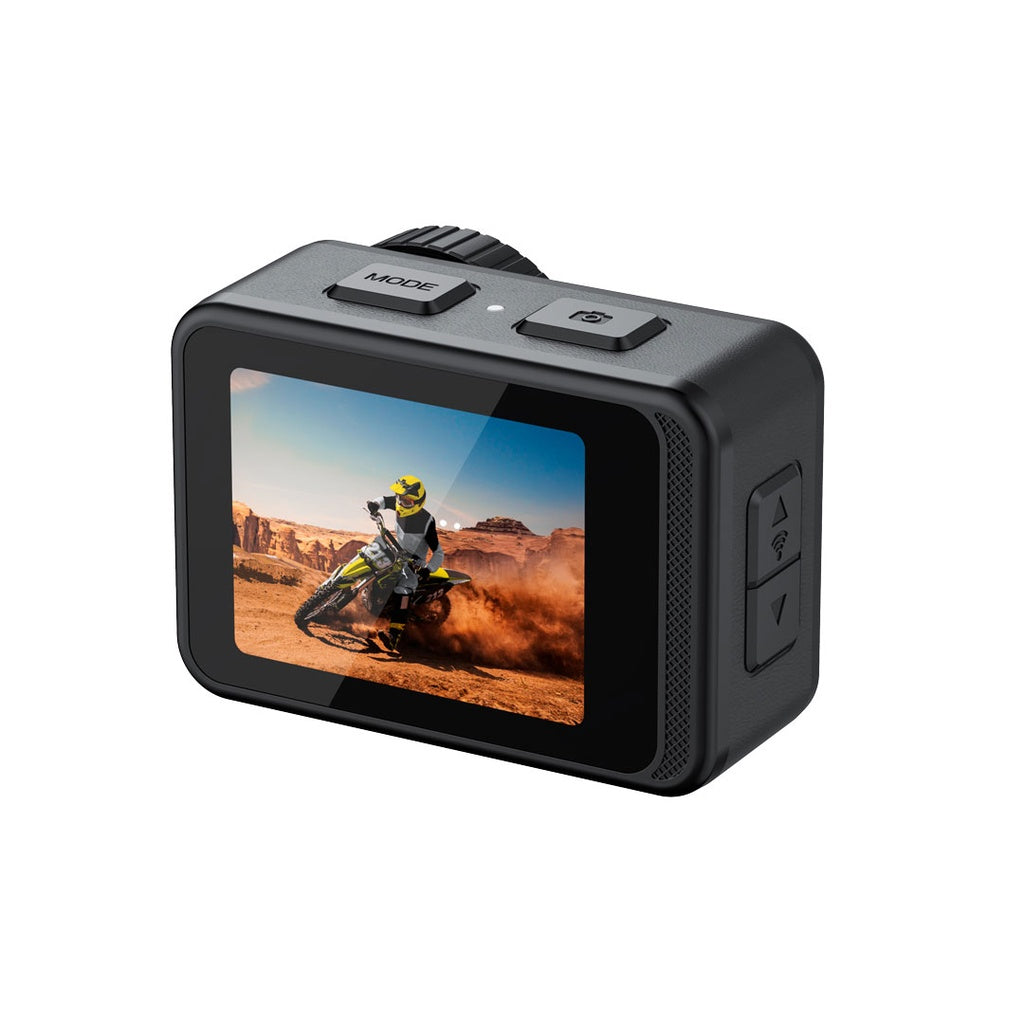 A Photo Of Porodo Lifestyle Fully Waterproof UHD Action Camera Dual Display With Video Stabilisation | PD-5KACAM-BK