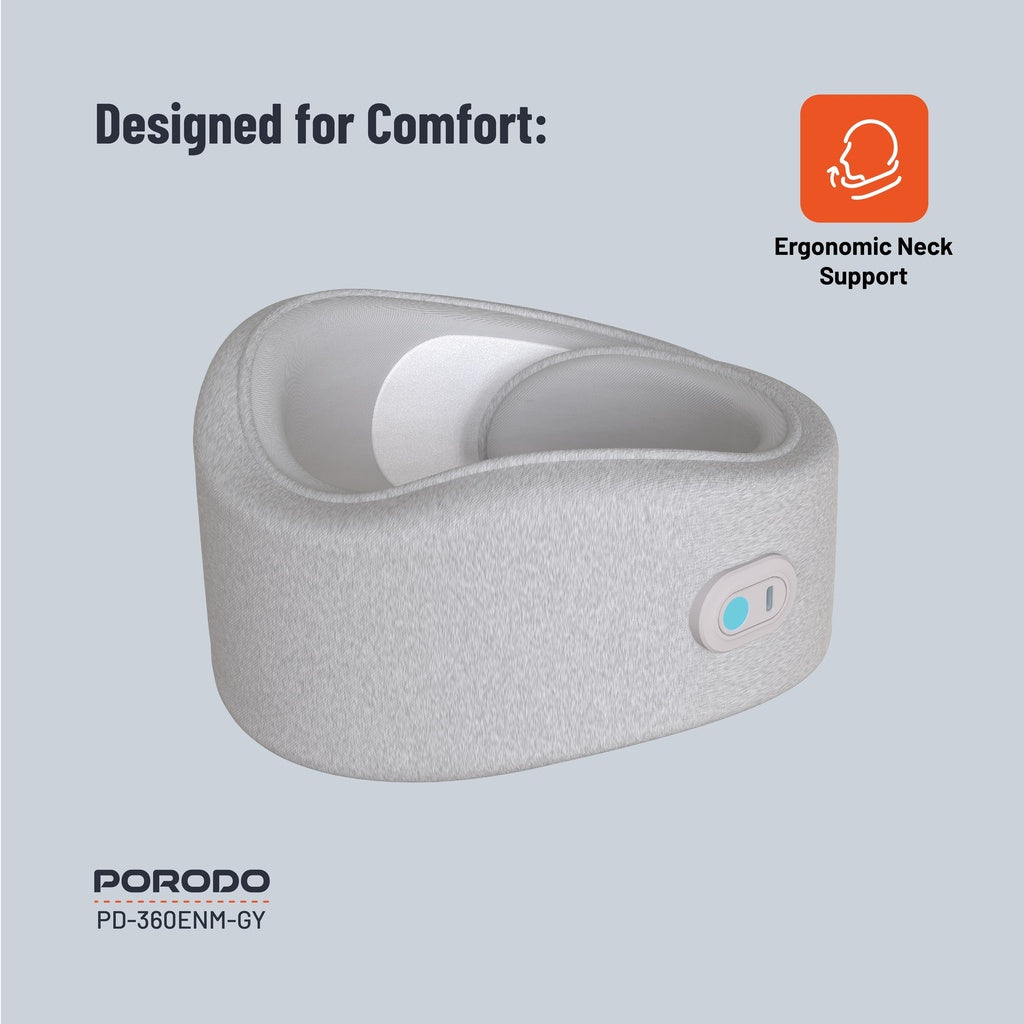 A Photo Of Porodo Neck Pillow Massager with Hot Compress - Gray | PD-360ENM-GY