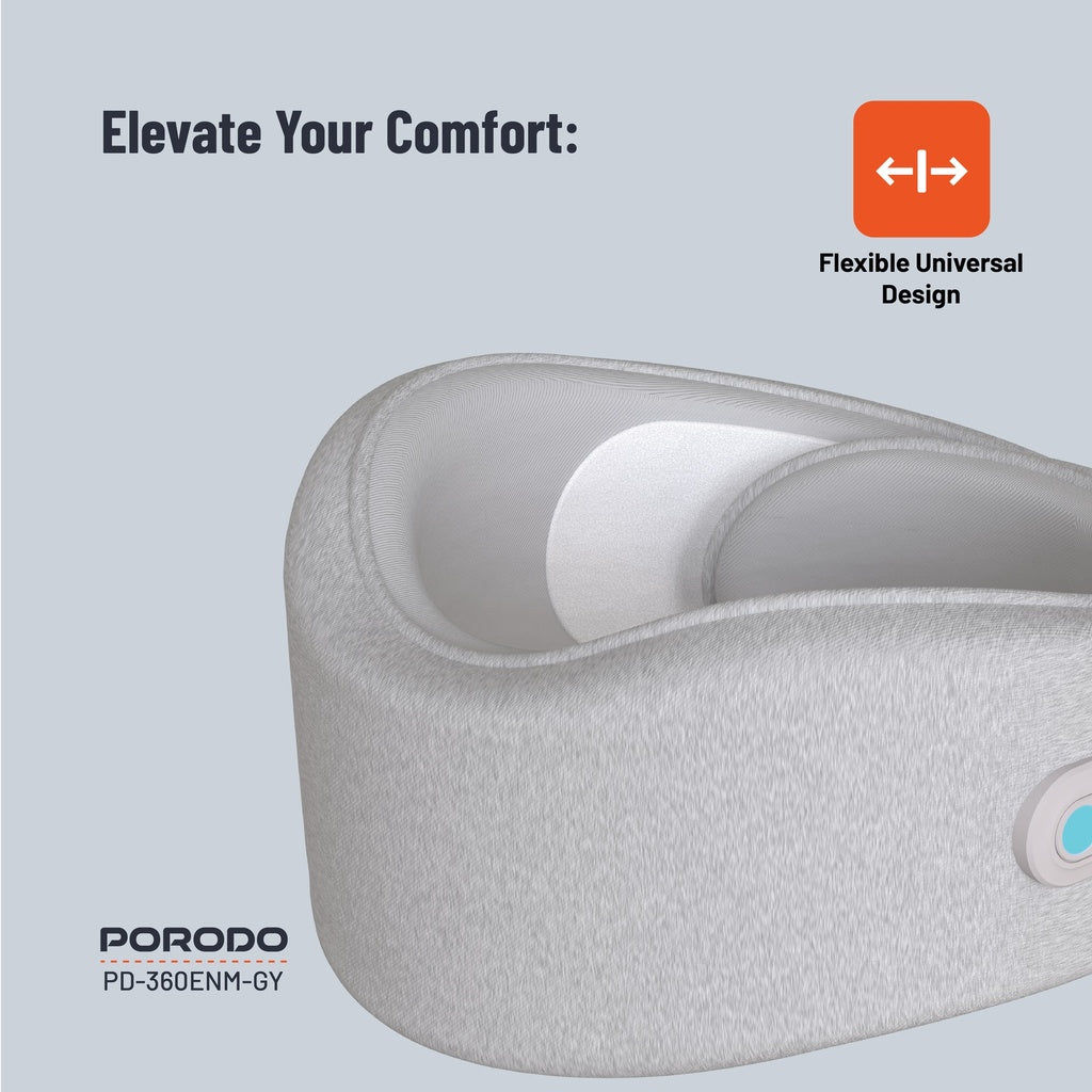 A Photo Of Porodo Neck Pillow Massager with Hot Compress - Gray | PD-360ENM-GY