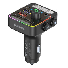 A Photo Of Porodo Quick-Charge FM Car Charger ( Dual USB-C & USB-A ) PD 36W - Black | PD-FMT36W-BK