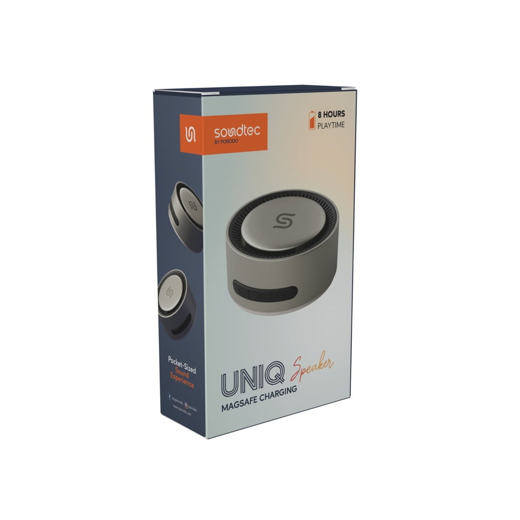 A Photo Of Porodo Soundtec Uniq Magnetic Wireless Charging Bluetooth Speaker | PD-STMWBS-TI