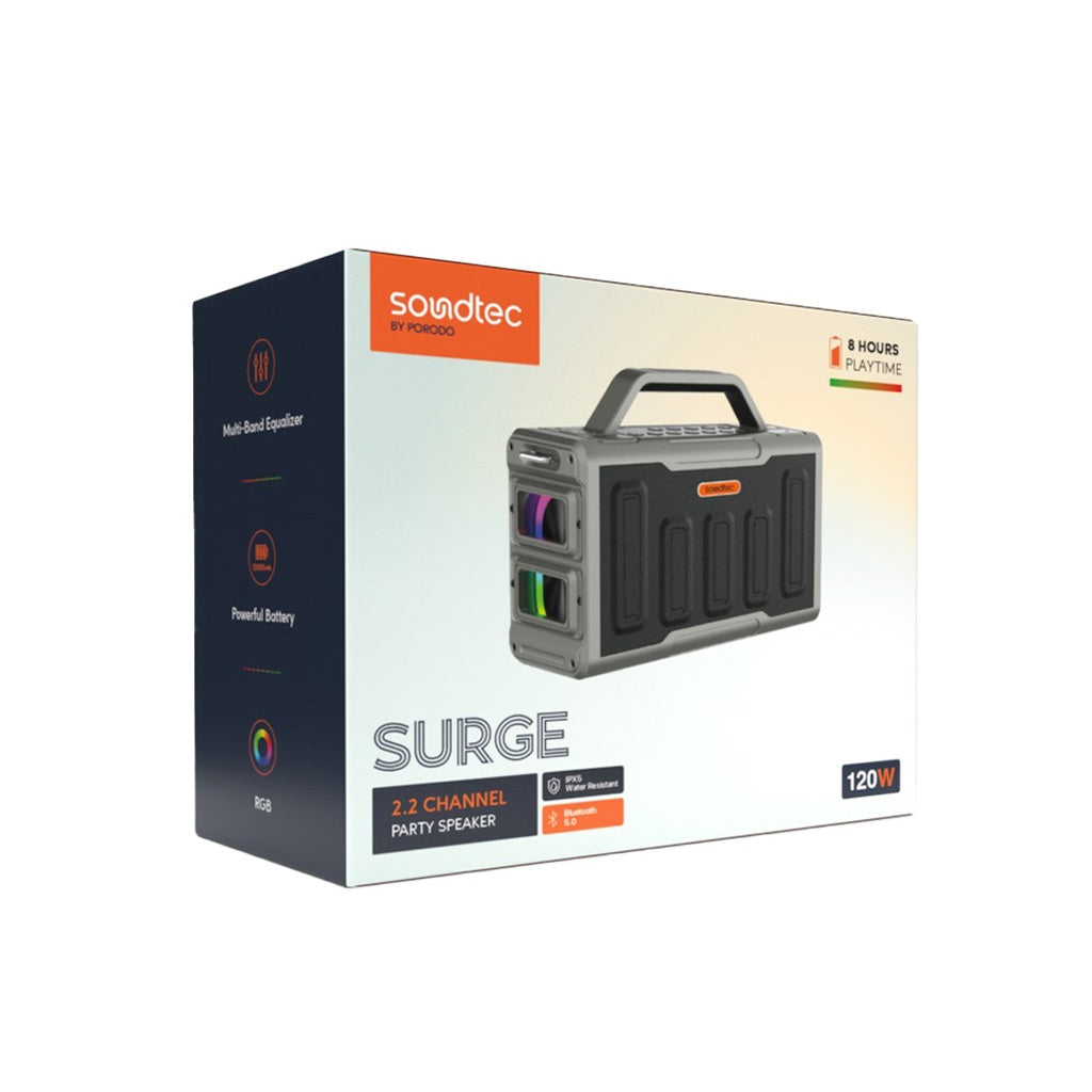 A Photo Of Porodo Soundtec Surge 2.2 Channel Party Speaker - Black |  PD-STPS100-BK