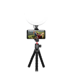 A Photo Of Porodo Table Tripod with Phone Holder - Black | PD-TRPH-BK