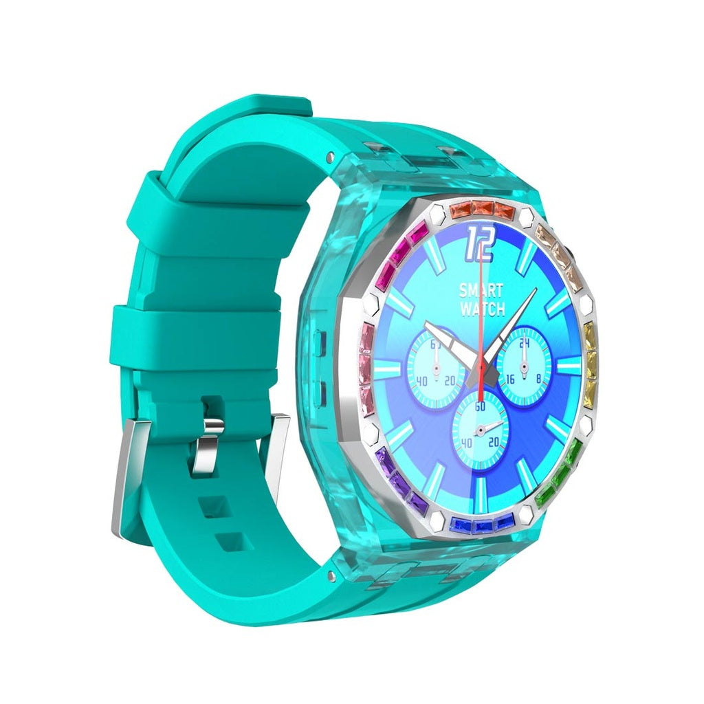 A Photo Of Porodo Transparent Cristallo AP Smartwatch AMOLED Display