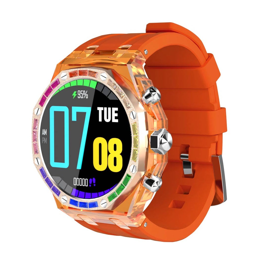 A Photo Of Porodo Transparent Cristallo AP Smartwatch AMOLED Display