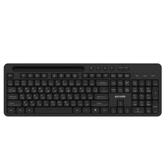 A Photo Of Porodo Wireless 2.4G+BT Keyboard with Pen/Phone Tray and Mouse - Black | PD-W24KBPTM-BK