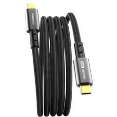 A Photo Of Porodo Woven TypeC-C Cable 240w 40gbps 8K 60hz - Black | PD-WCC240W-BK