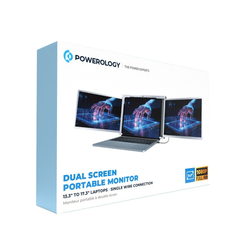 A Photo Of Powerology Dual Screen Portable Monitor - Silver | PDSLM13