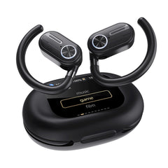 A Photo Of Powerology ENC TWS Air Conduction Earbuds and Charging Case with Display 40mAh8 - Black | PWLAU008