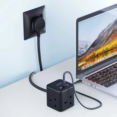 A Photo Of Porodo Multi-Port GaN Power Cube Charger | PD-FWCH017-BK