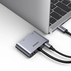 A Photo Of Ugreen USB-C to HDMI + VGA Adapter with PD - Space Gray | CM162