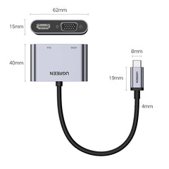 A Photo Of Ugreen USB-C to HDMI + VGA Adapter with PD - Space Gray | CM162