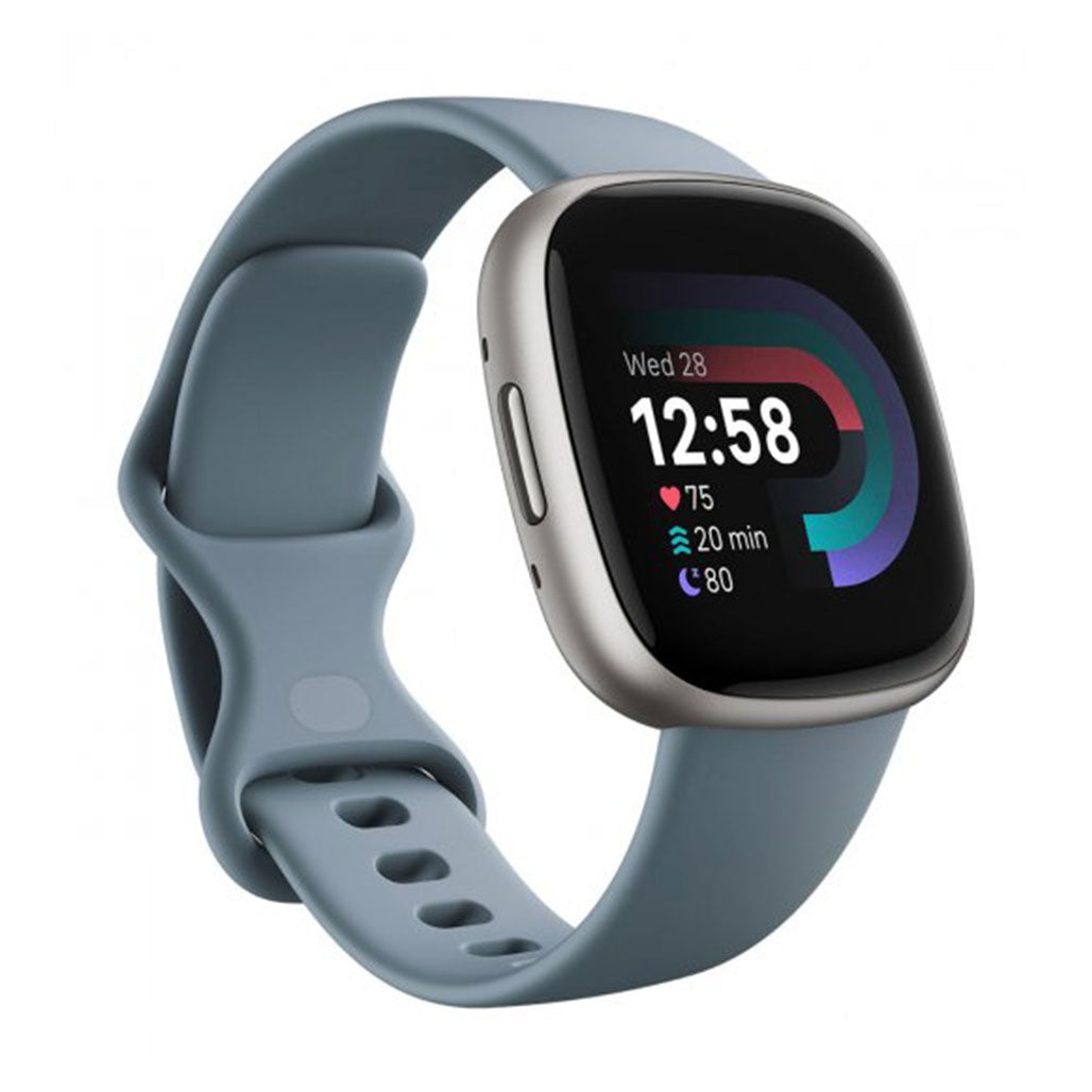 A Photo Of Fitbit Versa 4 Platinum Aluminum Smartwatch - Advanced Health & Fitness Tracking, Long Battery Life, Built-in GPS