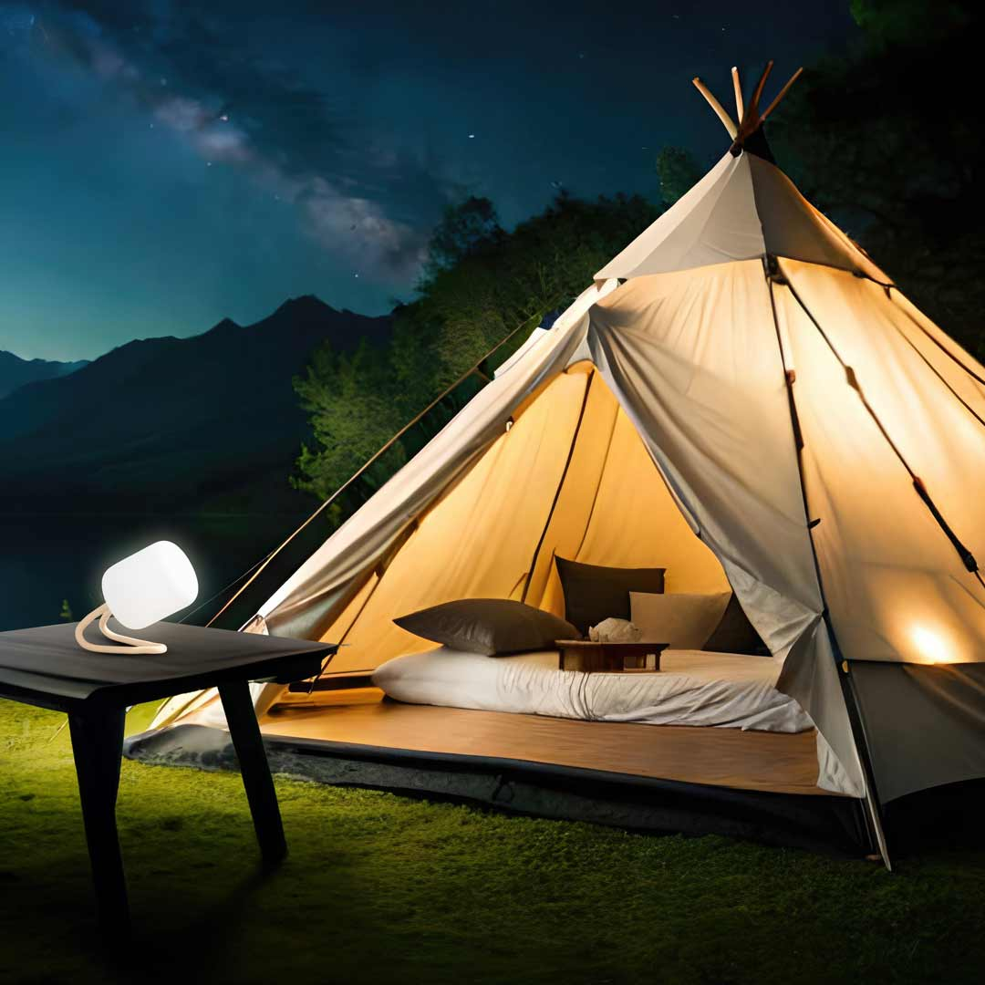 A Photo Of Porodo Lifestyle Soft Silicon Mini Camping Lamp - Light Brown | PD-LFSMCL-LTBR