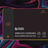 Porodo PDX115-BK RGB Gaming Mouse Pad With 15W Fast Wireless Charger - Black