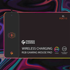 A Photo Of Porodo RGB Gaming Mouse Pad With 15W Fast Wireless Charger - Black | PDX115-BK