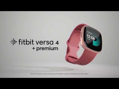 A Video Of Fitbit Versa 4 Platinum Aluminum Smartwatch - Advanced Health & Fitness Tracking, Long Battery Life, Built-in GPS