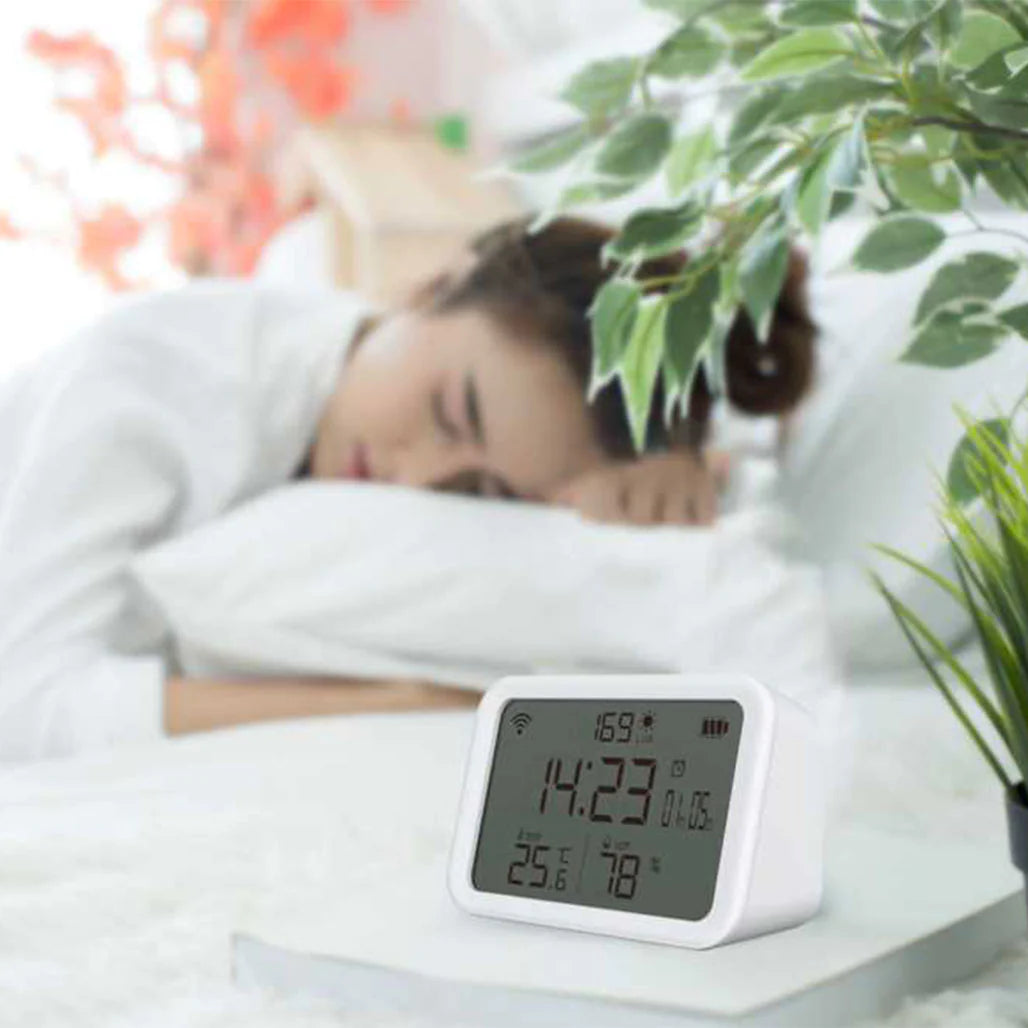 A Photo Of Porodo WiFi Smart Clock - Ambience Sensor | PD-LSTHSR-WH