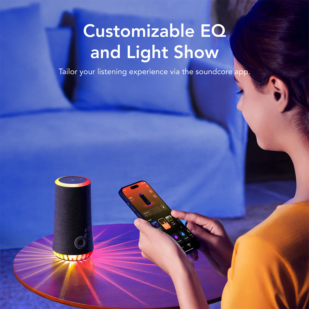 A Photo Of Anker Soundcore Glow - Portable Speaker with 30W 360° Sound and LED Light Show